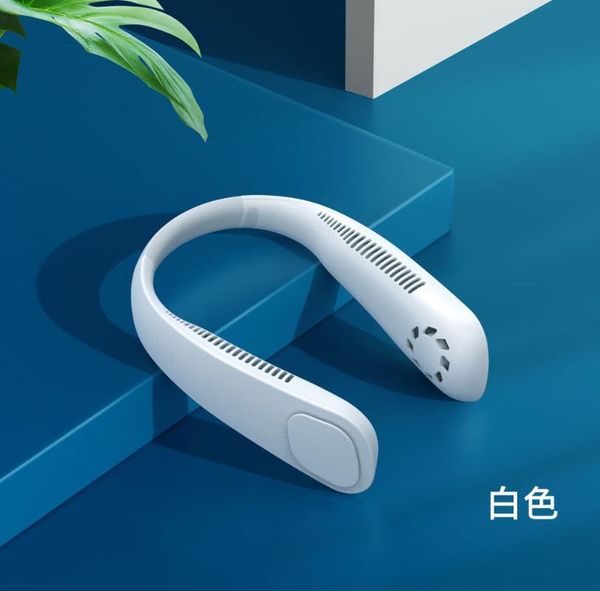 

electric fans 4800mah mini neck fan bladeless rechargeable portable hanging sports for home outdoor air conditioner cooler 2021