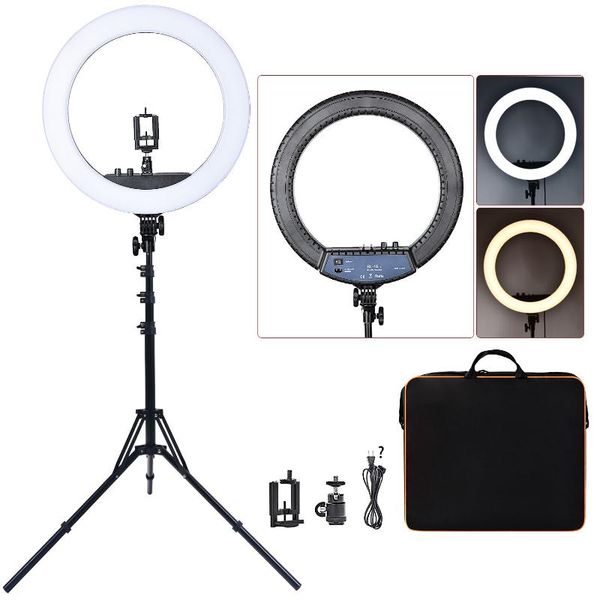

flash heads fosoto rl-18ii ring lamp 18 inch pographic lighting ringlight 512pcs led light with tripod stand for camera phone makeup