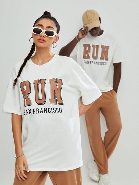 

letter graphic drop shoulder tee n1hz#, White;black