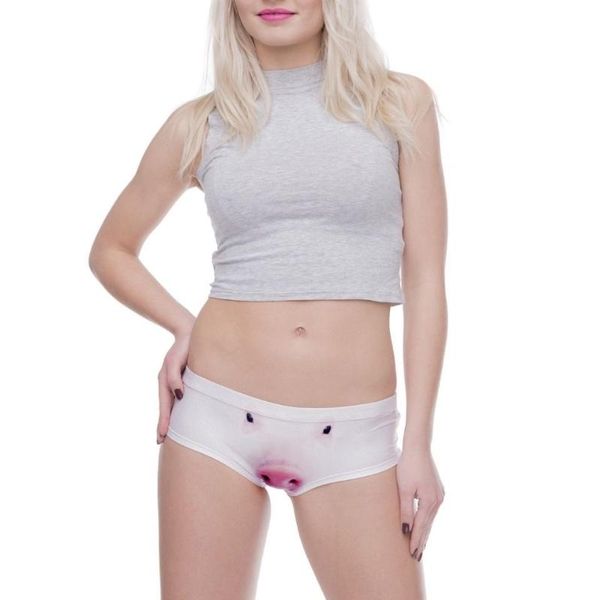 

women's panties 2021 100% cotton personalized animal printed underwear mid waist cute triangle quick drying -xxl, Black;pink