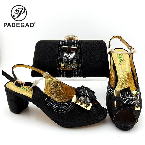 

dress shoes nigerian women matching and bag set office lady in black color mature style for party