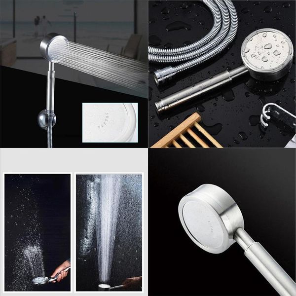

bathroom shower heads durable leak proof double layer negative ion pressurization home universal quad interface silver head