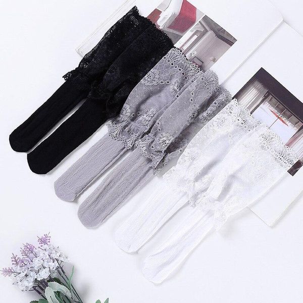 

cotton girls princess socks children's knee high with lace baby soft summer mesh girl ruffle 4-12years, Pink;yellow