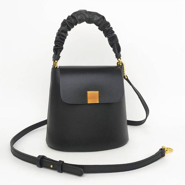 

womens handbag fashion totes bags leather fold korean outdoor leisure messenger bucket-shaped design lady shoulder bag