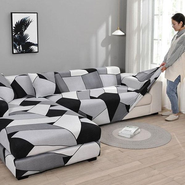 

chair covers geometric square lattice couch cover sofa spandex elastic anti-dust slipcovers for living room 1/2/3/4 seater set
