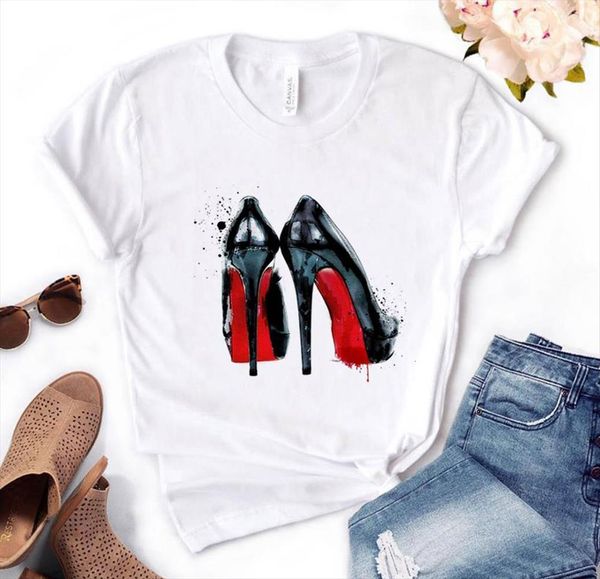 

high hell shoes print cotton womens t shirt casual funny yong girl tee pm 76, White