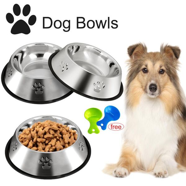

2/3pcs pet bowl stainless steel feeder bowls cat with 2 scoop feeding supplies water for & feeders