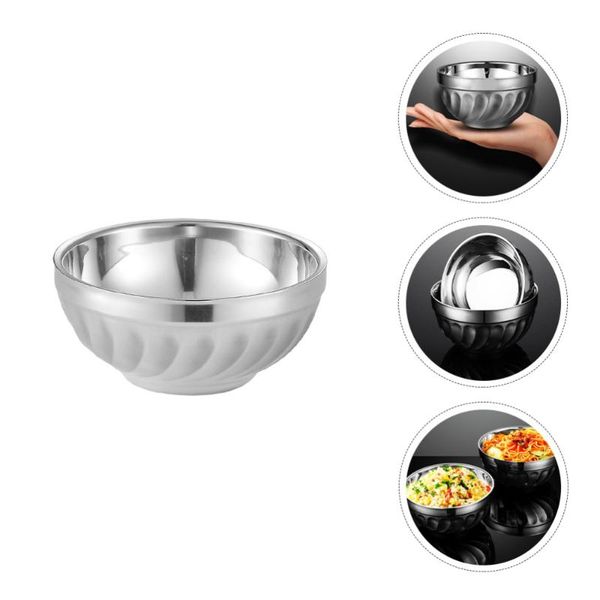 

bowls 3pcs stainless steel double-layer noddles heat insulation rice
