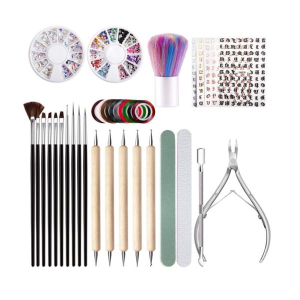 

set nail art tool paintbrush sticker dust brush file manicure accessories kits