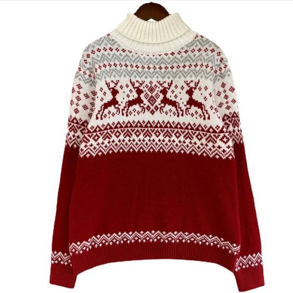 

women's sweaters christmas men women turtleneck year gift couples knitted clothing red blue winter clothes, White;black