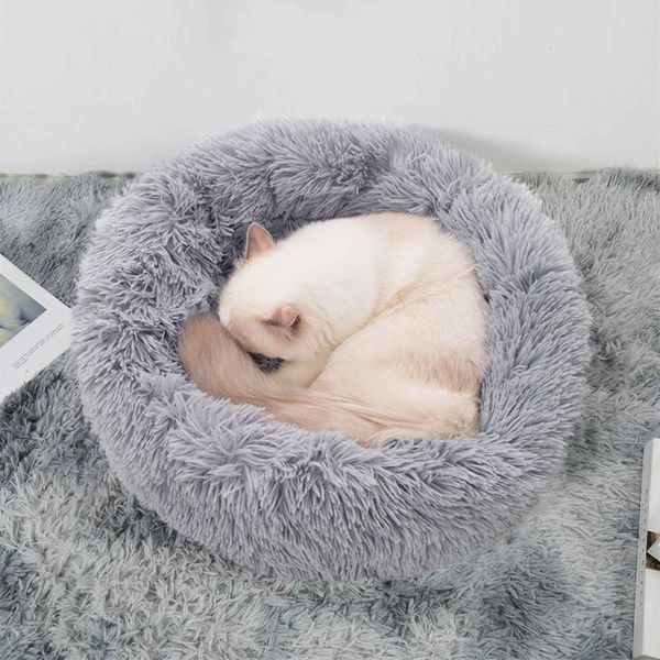

cat beds & furniture soft long plush warm pet mat cute kennel sleeping basket bed round fluffy comfortable touch products