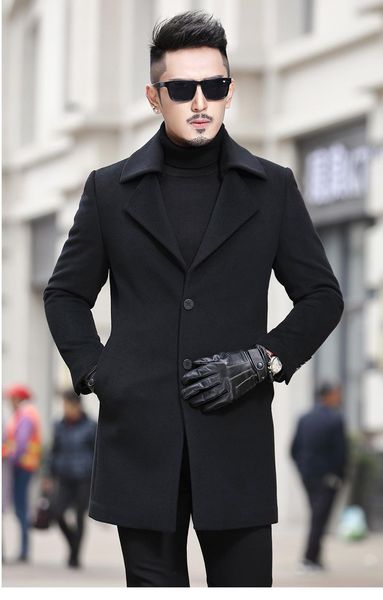 

men's wool & blends autumn winter men woolen casual windbreaker outwear mens jacket and coat casaco masculino 7d131 yy728, Black