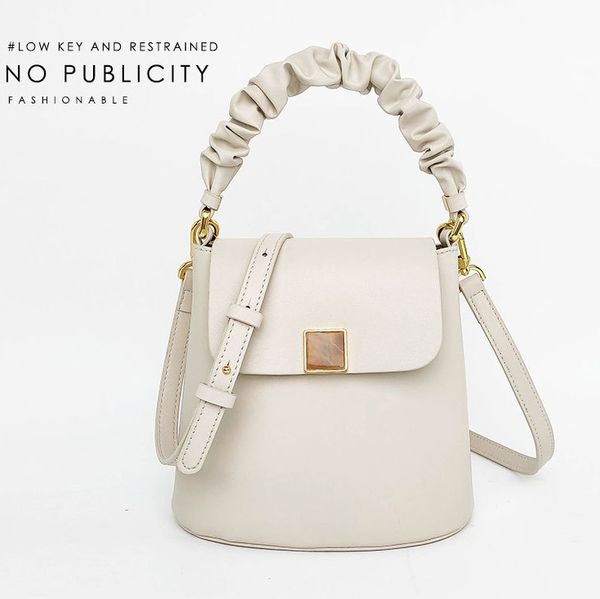 

womens bags fashion handbag purse fold korean outdoor leisure messenger bucket-shaped leather design lady totes bag