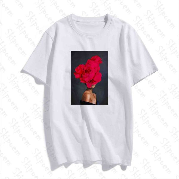 

pgraphy art fashion with womens t shirt flower aesthetic kawaii cotton short sleeve plus size tees streetwear, White