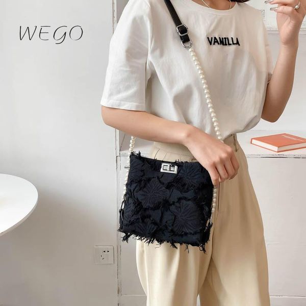 

evening bags retro tassel bucket bag female 2021 fashion pearl chain lock portable pu shoulder messenger