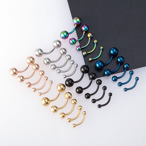 

5pcs 2.5-6mm eyebrow piercing banana lip ring stainless steel curved barbell stud helix navel cartilage earring body jewelry 16g, Silver