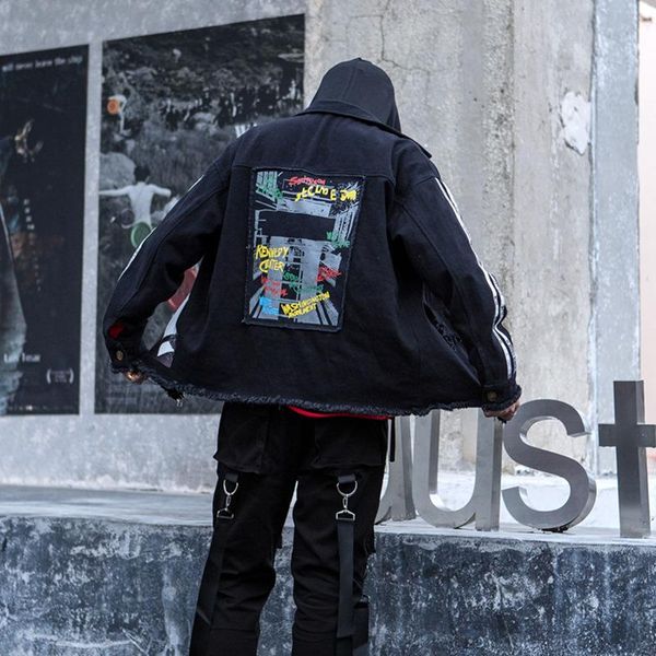

men's jackets seveyfan 2021 autumn winter jacket hip hop national trend harajuku style casual fashion denim, Black;brown