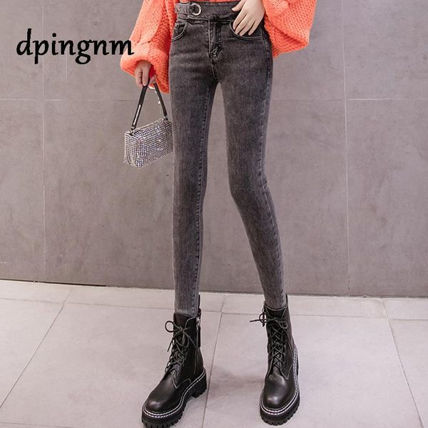 

women's jeans for woman high waist plus size full length skinny pencil black blue denim pants