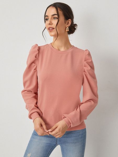 

puff sleeve pullover a6bz#, White;black