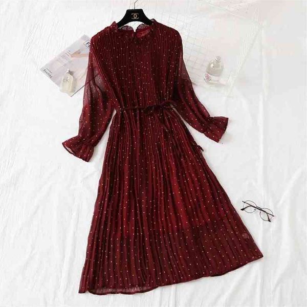 

womens casual chiffon dress trumpet sleeve lotus leaf collar basic, Black;gray