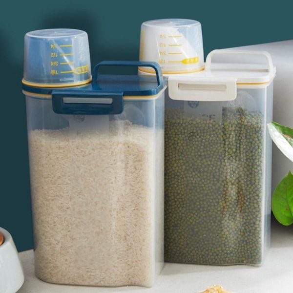 

home storage rice bucket kitchen plastic grains insect-proof box sealed moisture-proof organizer tank bottles & jars