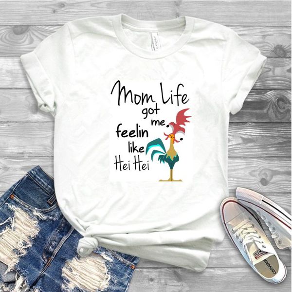 

women's t-shirt women mom life got me feelin like hei shirt humor funny graphic tee ladies shirts, White