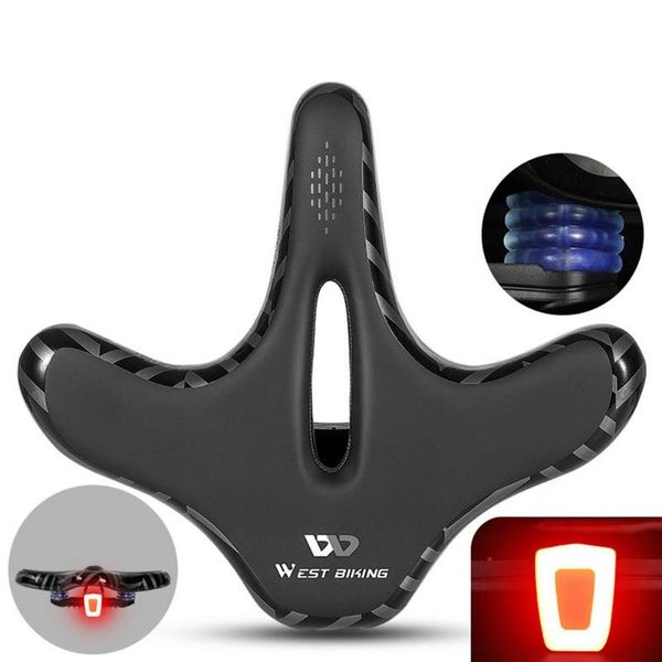 

bike saddles bicycle seat night riding warning tail light saddle cushion hollow big buriding road widen thicken pad cycling part