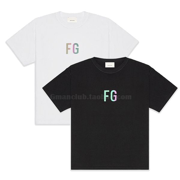 

High street independent fog fear of God 6th season la Limited 3M reflective FG black and White Short Sleeve Tee Shirt 1KK2