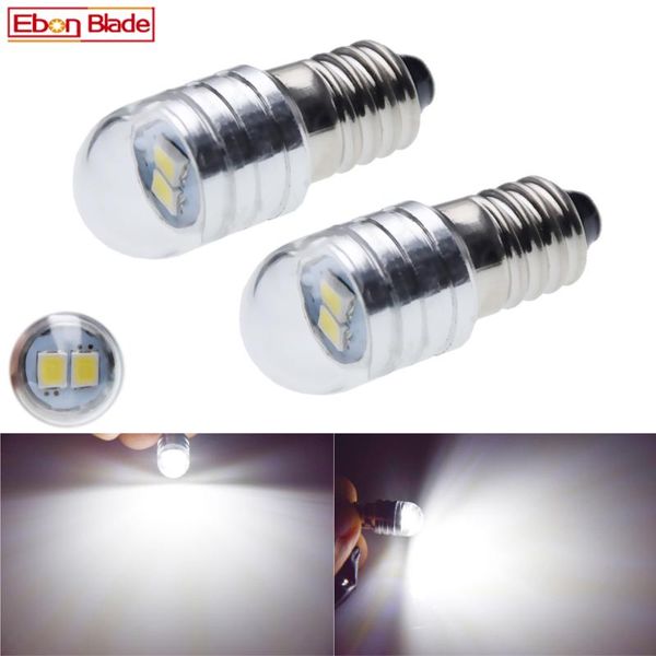 

emergency lights pair e10 led bulb screw base small mini 1447 2835 2smd white light for torches motorcycle bike lamp 6v dc 12v 24