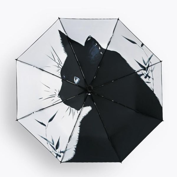 

umbrellas folding umbrella black coating cat sun rain women princess parasol anti-uv sunscreen boys paraguas girls guarda chuva