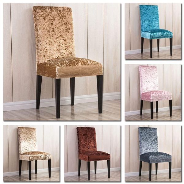 

velvet fabric dining chair cover spandex elastic slipcover room case for kitchen wedding banquet shiny covers