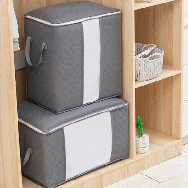 

3pcs/set foldable large non-woven zipper storage bag clothes quilt blanket organizer box plastic bags closet
