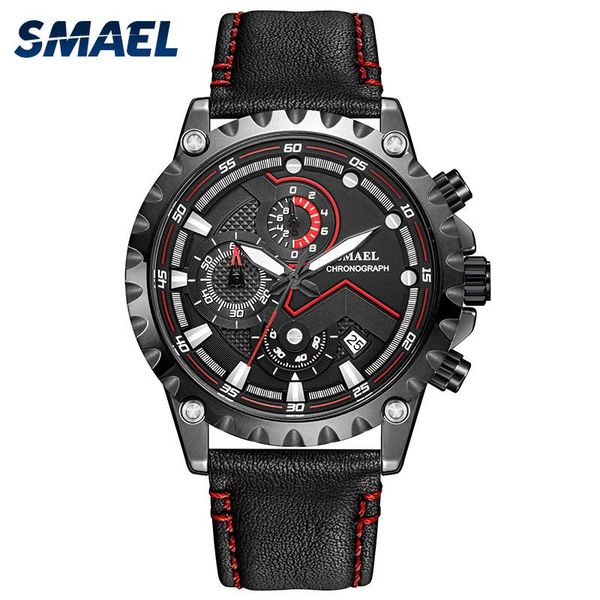 

wristwatches 2021 quartz watches smael brand casual mens date clock leather strap business men waterproof watch sl-9006, Slivery;brown
