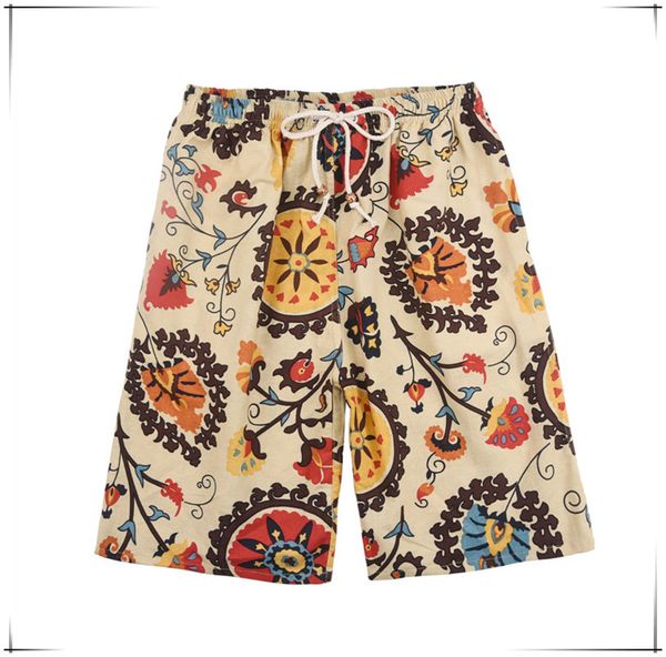 

2021 baseball shorts summer style cotton and linen printed big pants beach men's loose sport ball ddd666, Black