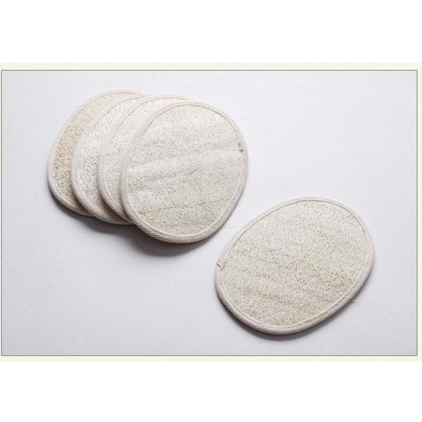 

100pcs 13x18cm oval shape natural loofah pad scrubber remove the dead skin bath shower face loofah sponge wholesale