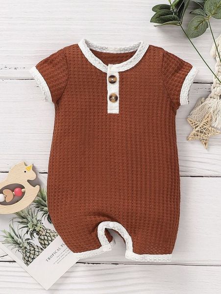

baby button front romper she, Blue