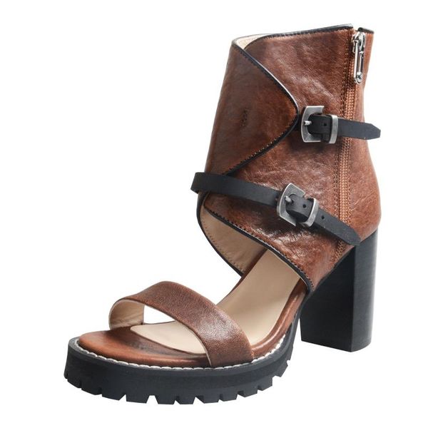 

dress shoes fashion thick sole women sandals 8cm chunky high heel woman buckles summer boots pumps prom, Black