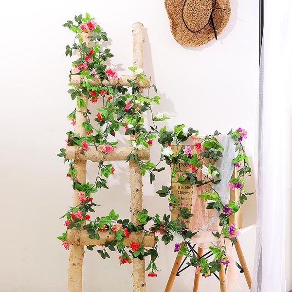 

decorative flowers & wreaths 250cm silk roses ivy vine artificial rattan green leaves diy hanging wall garland garden wedding home party deo