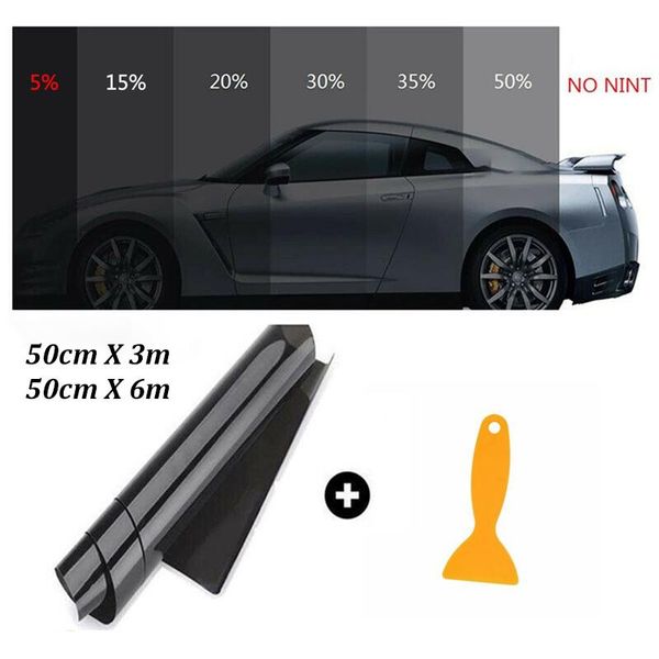 

car sunshade 50cmx3m/6m 5%/15/35/50% vlt window tint film glass sticker sun shade tinting uv protector films roll for auto home