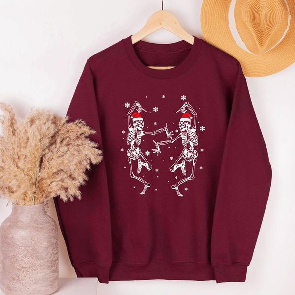 

women's hoodies & sweatshirts skeleton dancing christmas colored sweatshirt spooky women winter long sleeve xmas holiday pullovers, Black