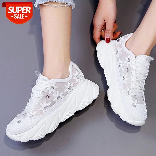 

colorful mixed colors sneakers women's summer leisure style outdoor mesh running shoes lace-up thick bottom hollow breathable #hj3b