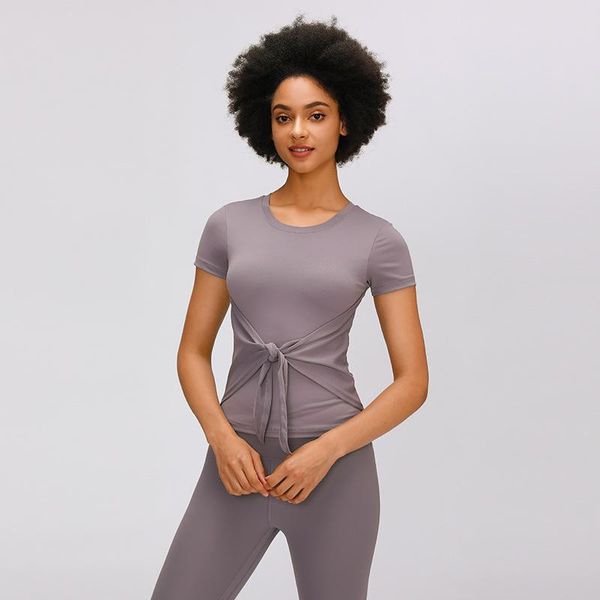

yoga outfit summer sports women's breathable and quick-drying fitness short-sleeved casual running round neck straps wear