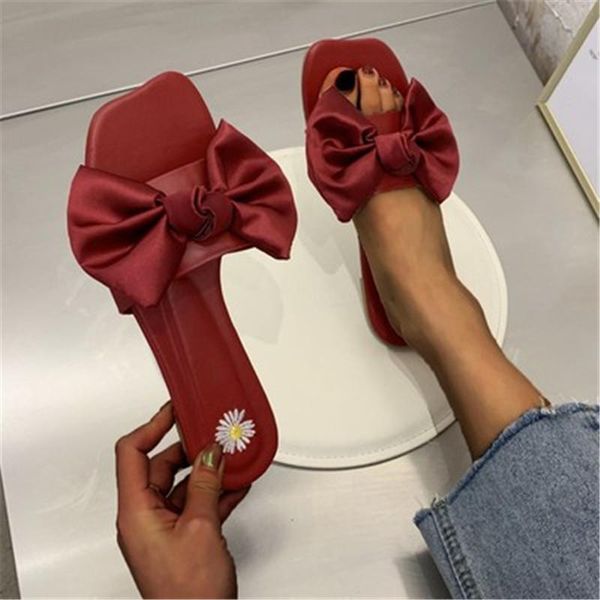 

leisure slippers women's wear bow beef tendon flat soft non-slip maternity beach woman house womens shoes a604, Black