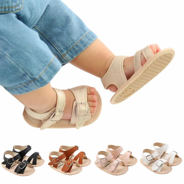 

toddler's sandals babyboys girls summer wear pu material leisure adjustablesoft sole flat shoes for born, Black;red