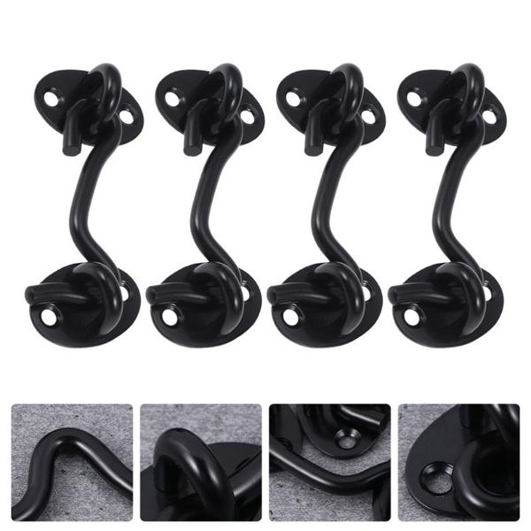

hooks & rails 4pcs stainless steel window heavy duty locks latches (black)