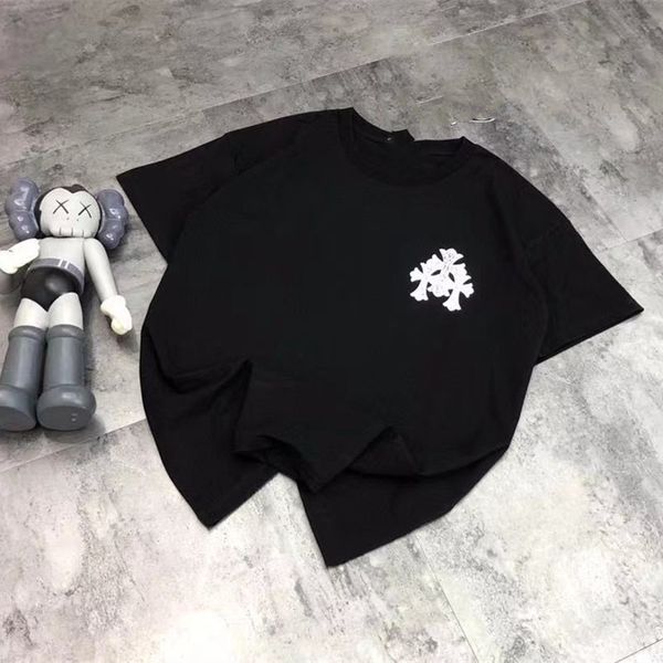 

color new ch 21s gradient cross letter summer printed cotton short sleeve t-shirt for lovers, Gray