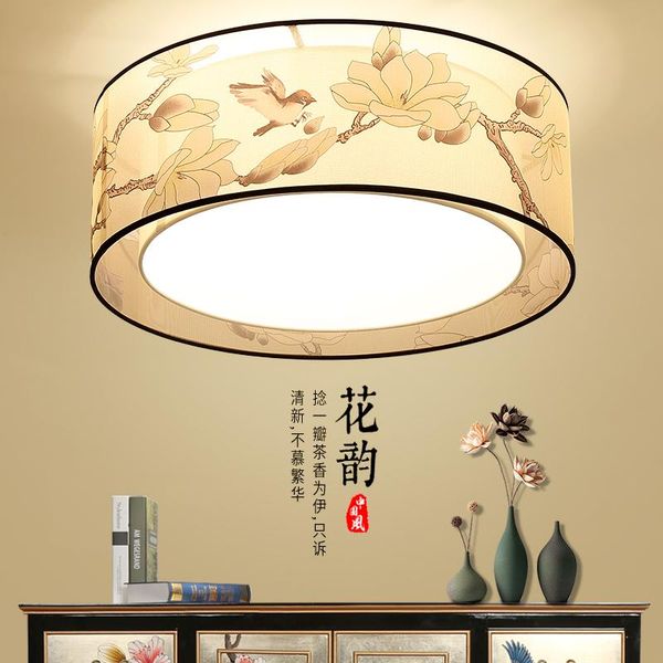 

ceiling lights chinese style round lamp beside for living room simple bedroom study square fabric craft chandelier