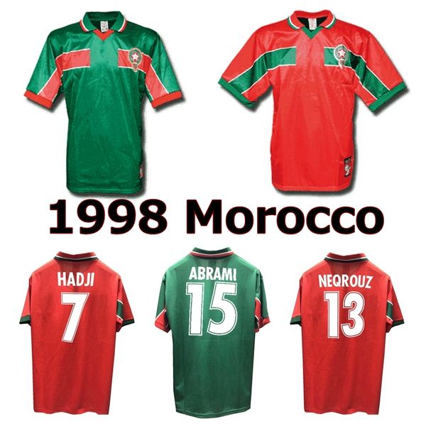 

1998 morocco retro soccer jersey 98 99 maroc home away hadji bassir ouakili neqrouz abrami vintage classic old football shirt, Black;yellow
