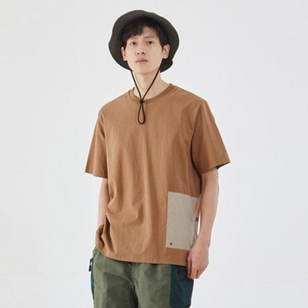 

summer splicing men's round neck t-shirt t-shirts, White;black