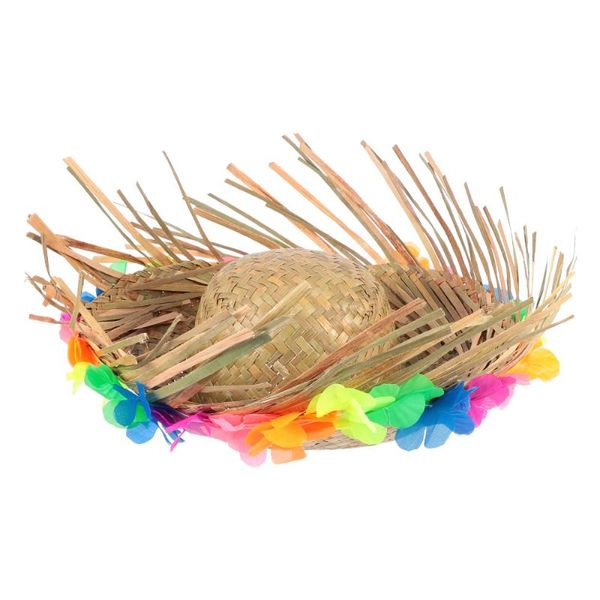 

dog apparel 1pc hawaiian lei straw hat beachcomber for fancy dress party accessory